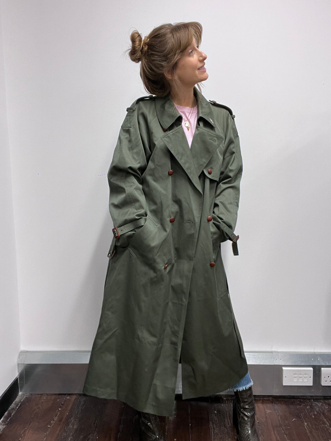 Forest green trench coat Size 10/12